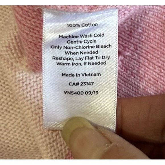 T by Talbots Womens Striped Ombre Cotton Pink Coral Pullover Sweater Sz LP - Picture 8 of 8